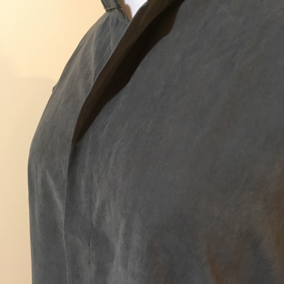 Tie Front Modern Lapel Trench Coat Slate Green - Picture 4 of 5